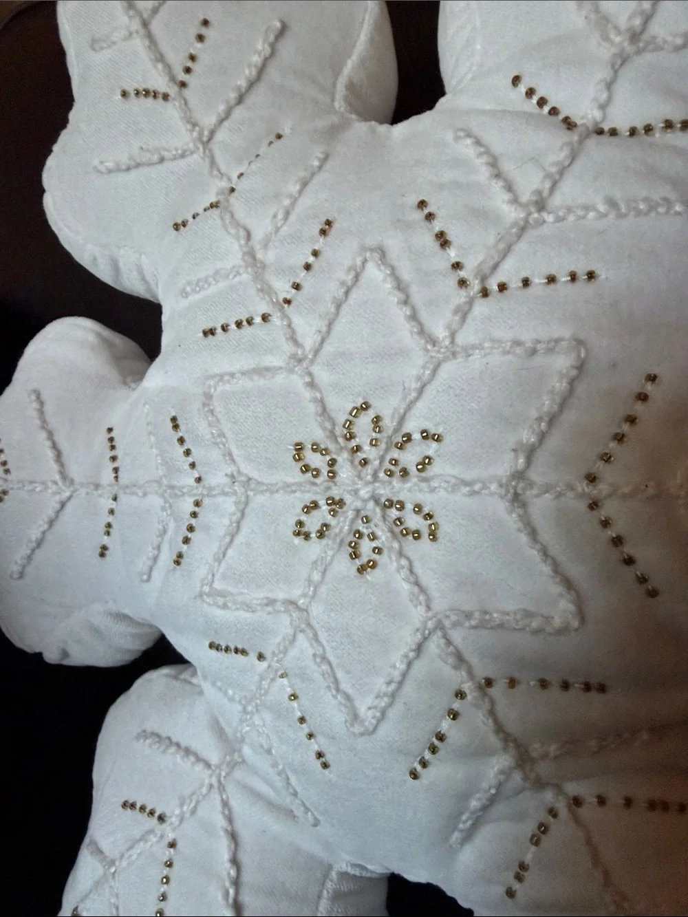 Target White Snowflake Holiday Pillow with Gold Accents